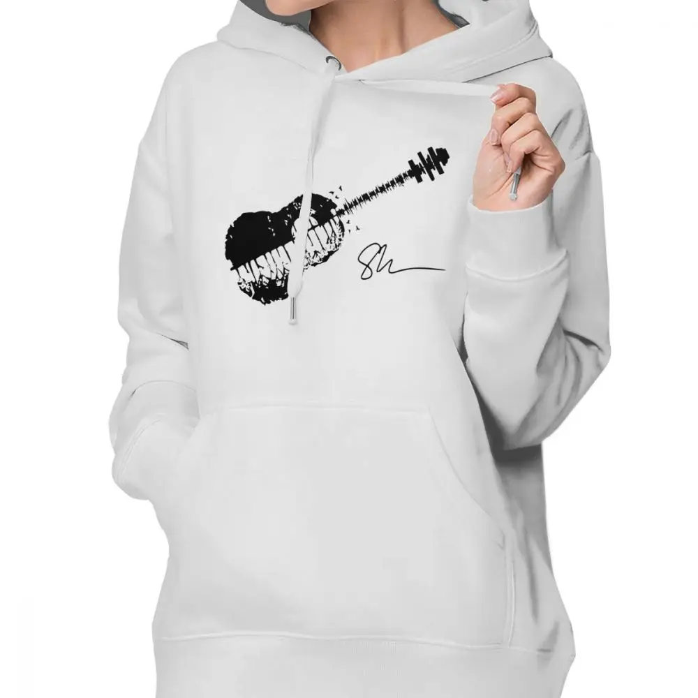 Нервирующая толстовка с капюшоном Shawn Mendes Guitar Signature Edition, черные толстовки с капюшоном, кавайные серые толстовки, женские толстовки с принтом, уличная одежда, пуловер с капюшоном - Цвет: Белый
