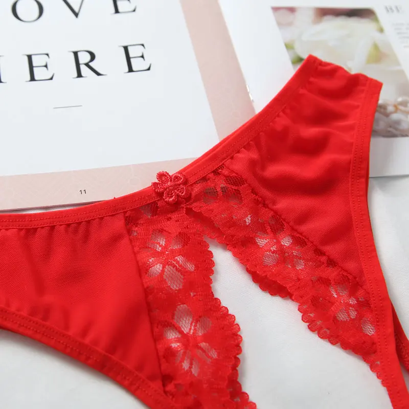 5 Color Cotton Open Women's Thongs And G strings Panties Womne Lace Underwear Tanga Briefs Intimates Hot |