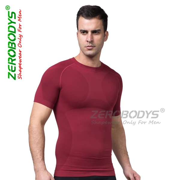 

New Arrival Men's Slim body shaper Red/black/blue Compression Wear Body Slimming Shapewear Short sleeve Burning Underwear Man