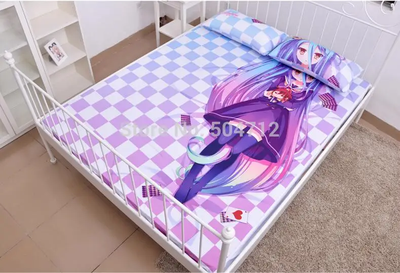 Наматрасник из молочного шелка с японским аниме мультяшным принтом No Game Life