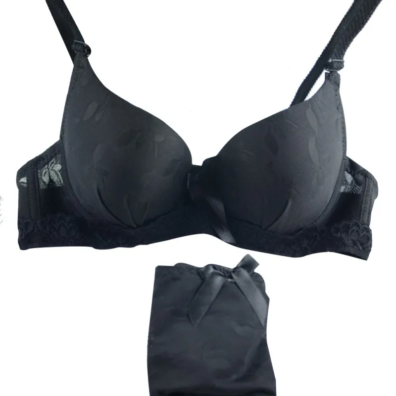 Женское атласное нижнее белье кружевной бюстгальтер с вышивкой и бантом пуш ап