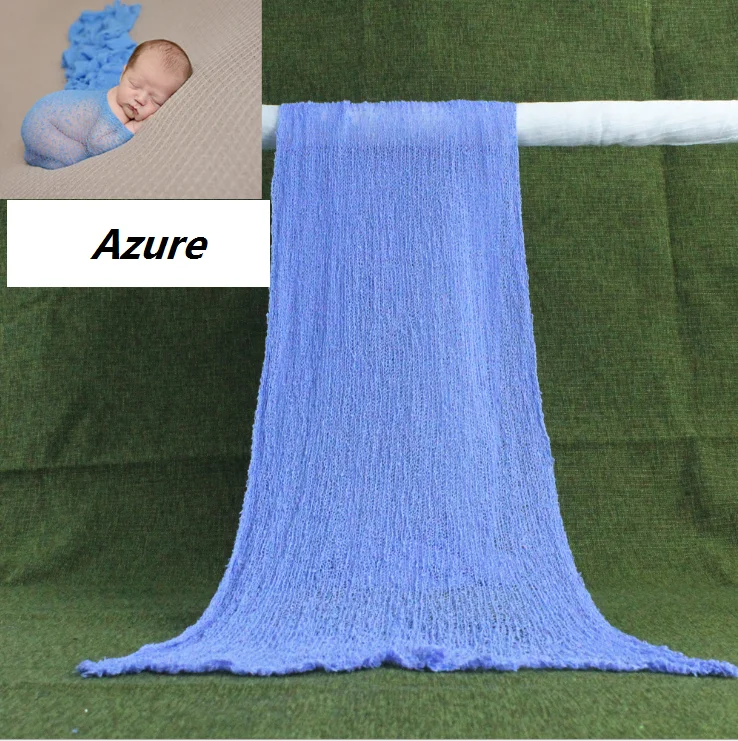 Azure Новорожденный реквизит для фотосессии одеяло хлопковое обертывание растягивающееся детское одеяло пеленание новорожденный фотосессия - Цвет: Azure