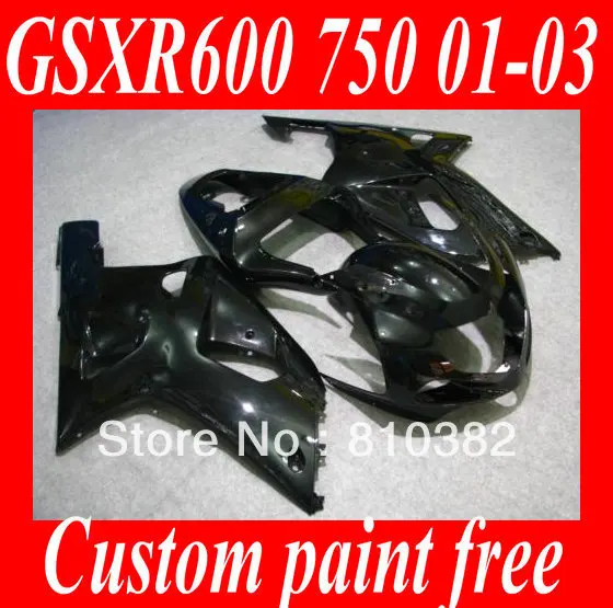Custom Fairing kit for GSXR600 750 01 02 03 GSXR 600 GSX-R750 K1 2003 2001 2002 all gloss black Fairings set SM45 | Автомобили и