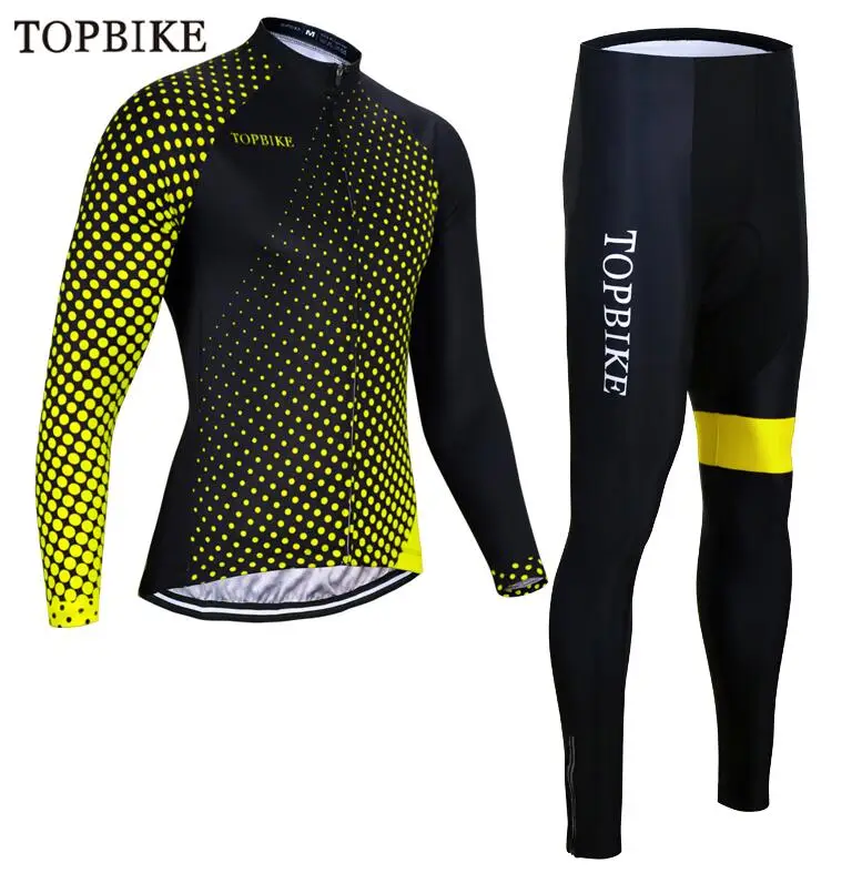 TOPBIKE Велоспорт Джерси Набор MTB велосипед одежда Униформа гоночный велосипед одежда ropa ciclismo hombre цикл мужские платья длинные наборы - Цвет: TZ-1104