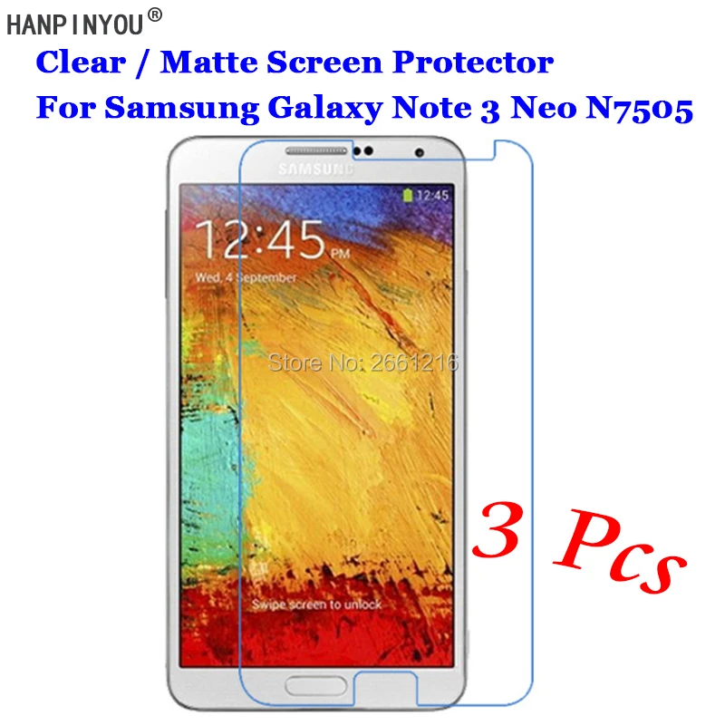3 шт./лот для Samsung Galaxy Note Neo Lite N7505 HD Чистый / Матовый антибликовый защитный экран Touch Film Protection Skin on.