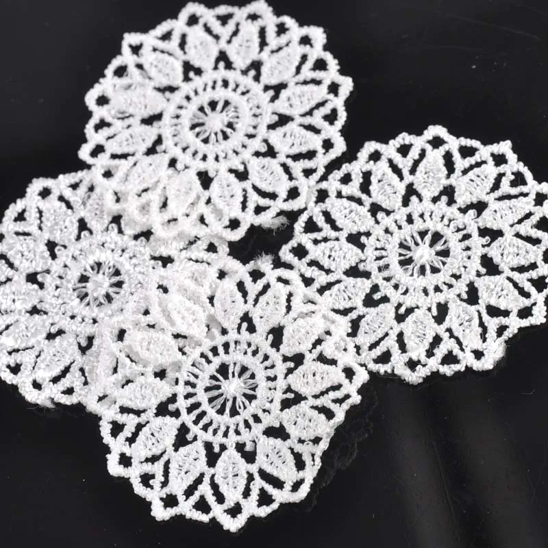 30 шт./лот круглый цветок Кружевная аппликация сетка отделка для одежды