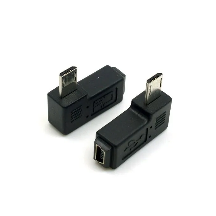 2 шт. 9 мм Длинный разъем 90 градусов левый и правый угловой Micro USB 5Pin штекер мини