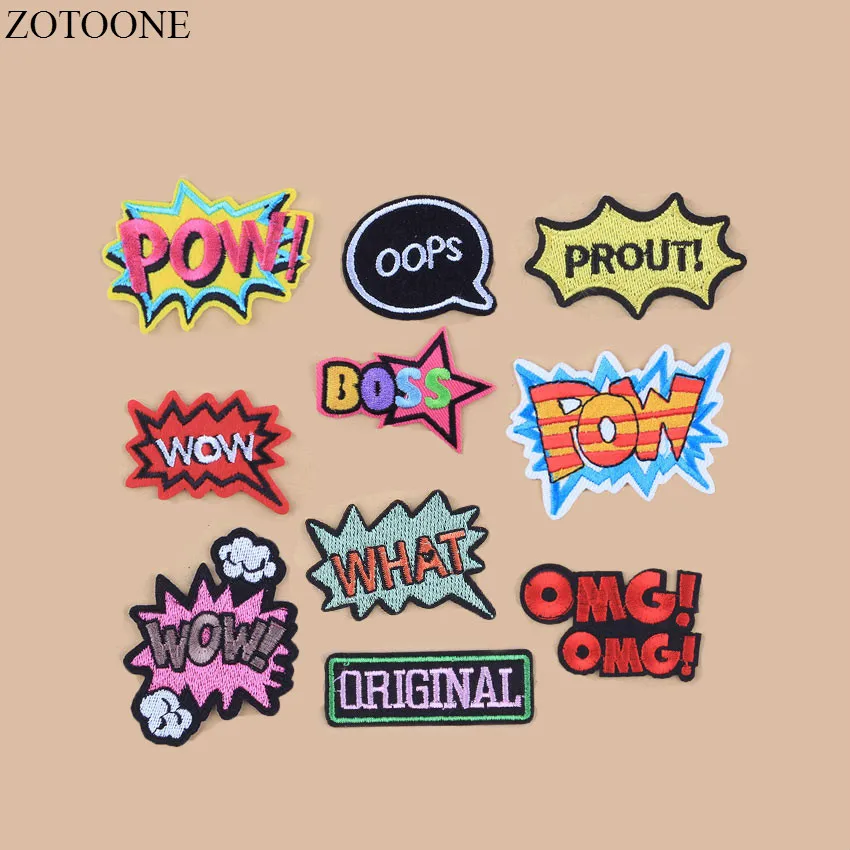 ZOTOONE WOW набор патчей с буквами мультфильмов Дешевые Вышитые милые патчи утюгом на