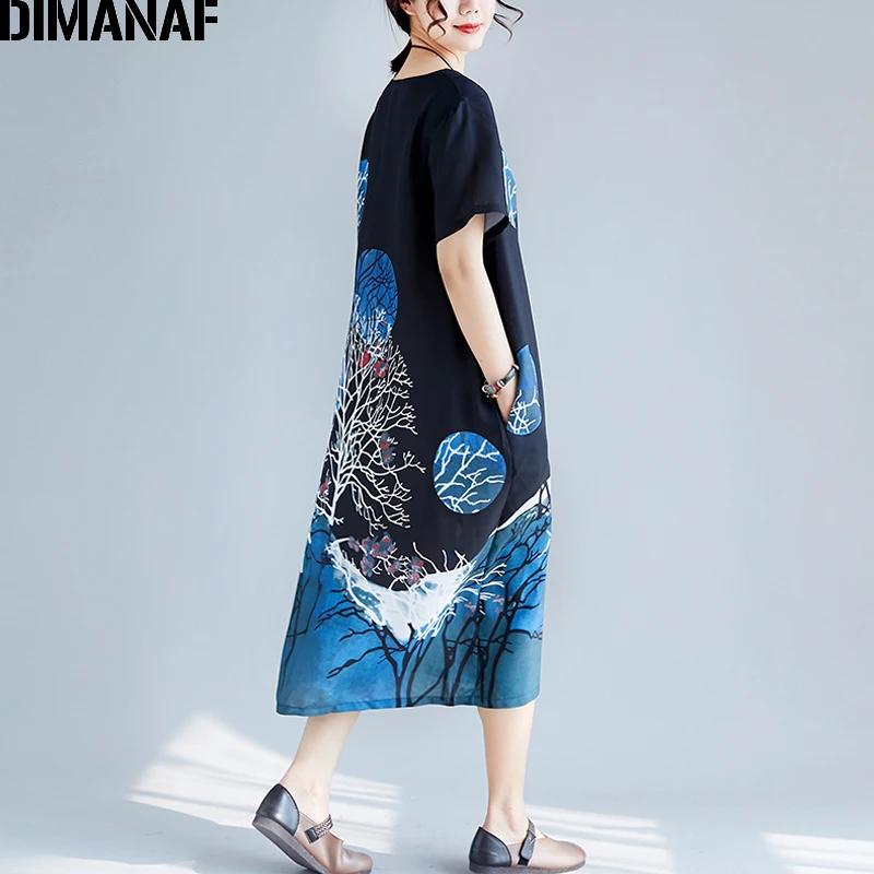 DIMANAF женское платье большого размера винтажные Большие размеры женские Vestidos