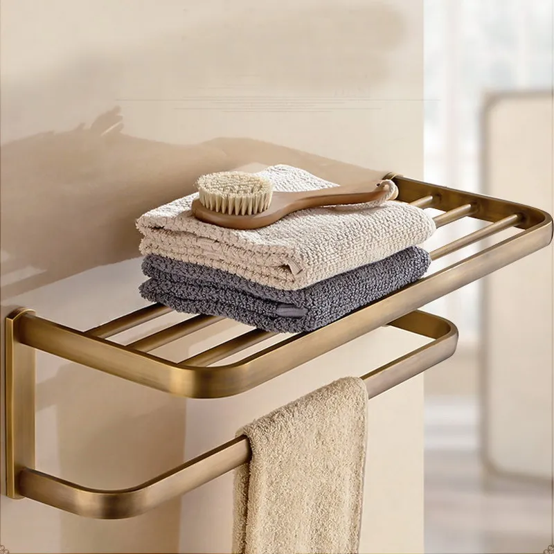 Towel Rack Античный латунный квадратный набор аксессуаров для ванной комнаты, держатель для туалетной бумаги, держатель для туалетной щетки, держатель для чашки, аксессуары для ванной - Цвет: Towel Rack