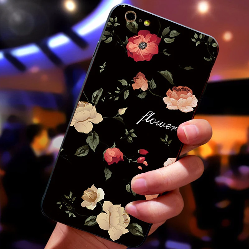 Рельефный цветок кремния чехол для iPhone 7 8 плюс Роза Цветочные листья X 6 s 5 5S SE