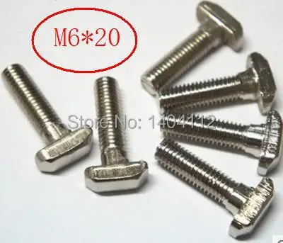 

M6 * 20 никелированная углеродистая сталь молотковая головка болт алюминиевый разъем Т-образные винты для 3030 алюминиевого профиля