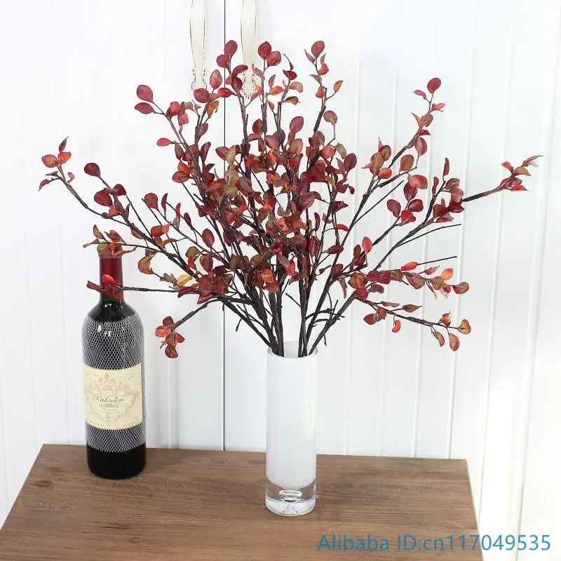 1 шт. высушенная ветка из пластика с красивыми искусственными красными листьями
