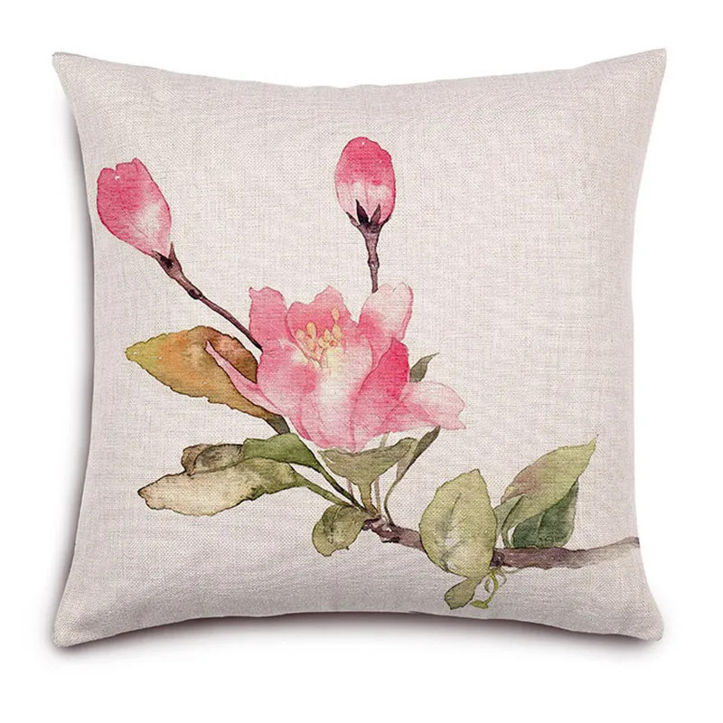 Скандинавский классический ретро раскрашенный вручную розовый синий цветочный