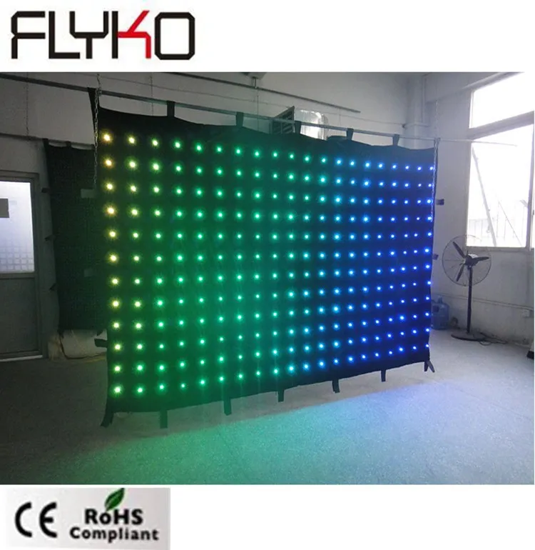 Горячая продажа P15 2*3 м светодиодный дисплей видео blackdrop led занавес с SD/PC