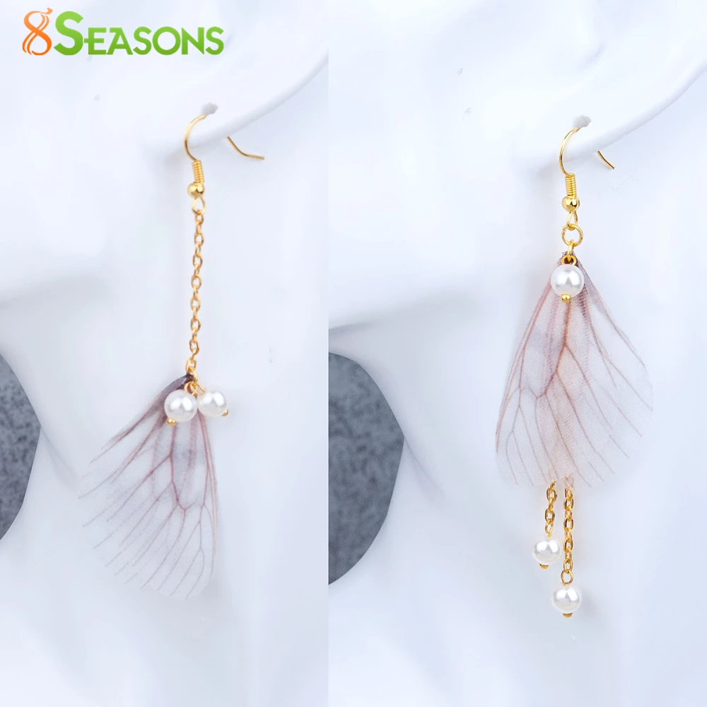 Эфирная бабочка из органзы ручной работы 8 сезонов серебряные серьги золотого