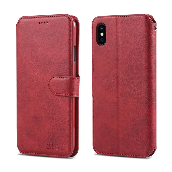 Магнитный кожаный чехол-бумажник для iphone 6 S 7 8 Plus iphone XS Max XR с отделением для карт, откидной Чехол для iphone X, чехол для iphone 6 S 7plus 8plus - Цвет: red