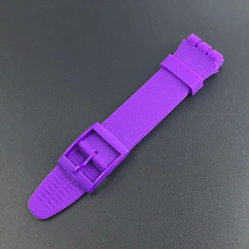 Ультра-тонкий ремешок для часов Swatch кожаный ремешок штырь на замену Пряжка 16 мм силиконовый резиновый браслет красный темно-синий черный белый ремешок для часов - Цвет ремешка: purple