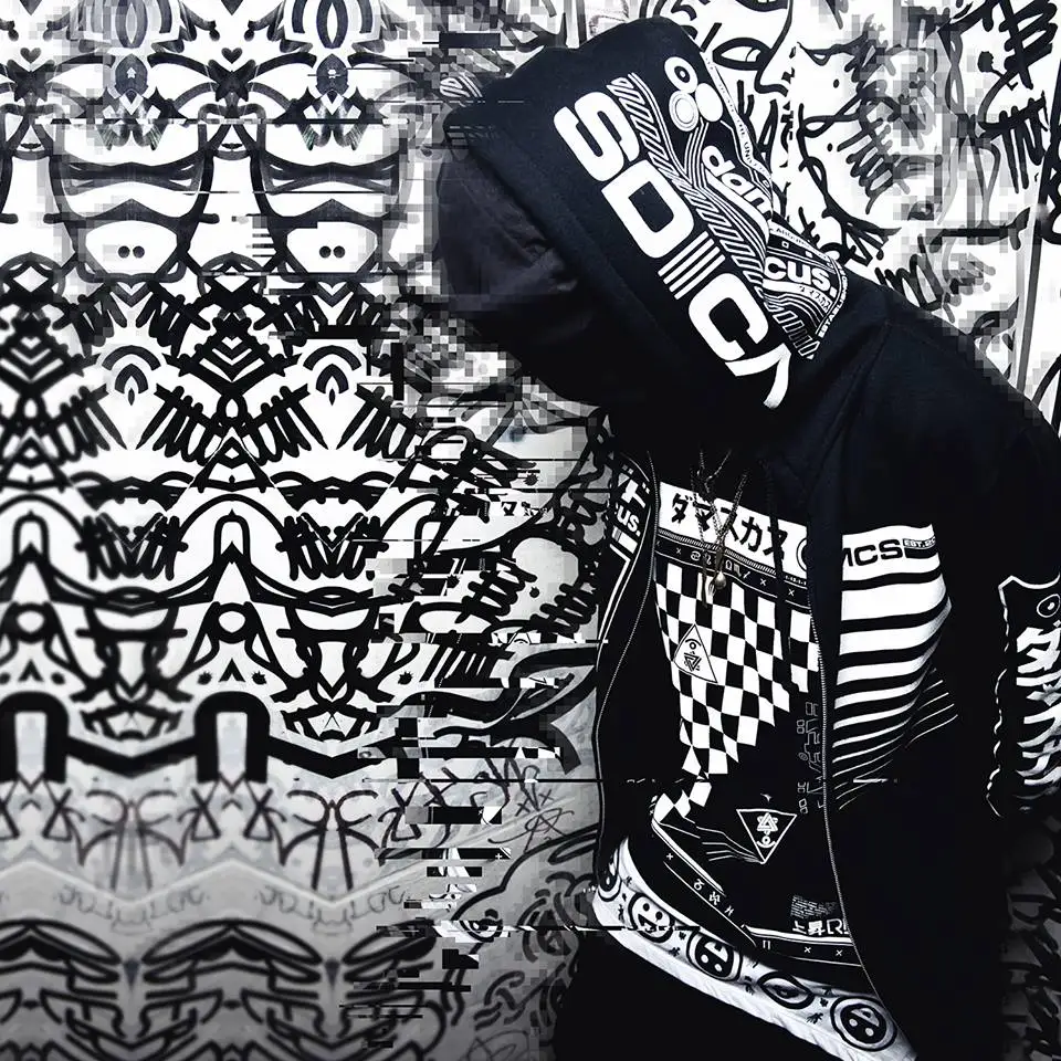 Male Spring Winter Japan Style Hip Hop Casual Sweatshirts Streetwear Japanese Embroidery Funny Cat Wave Printed Fleece Hoodies