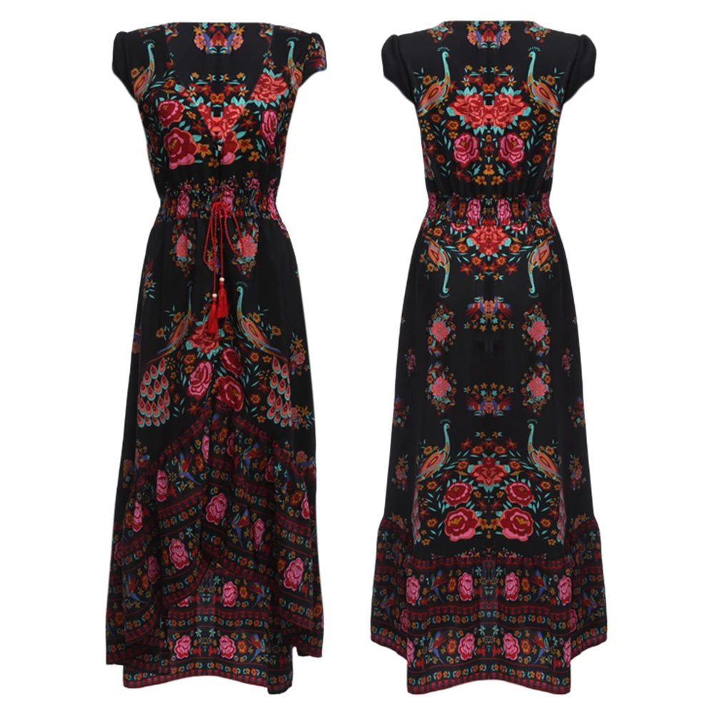 Livagirl 2017 Vestido длинное Цветочное платье ретро богемное Макси сексуальное
