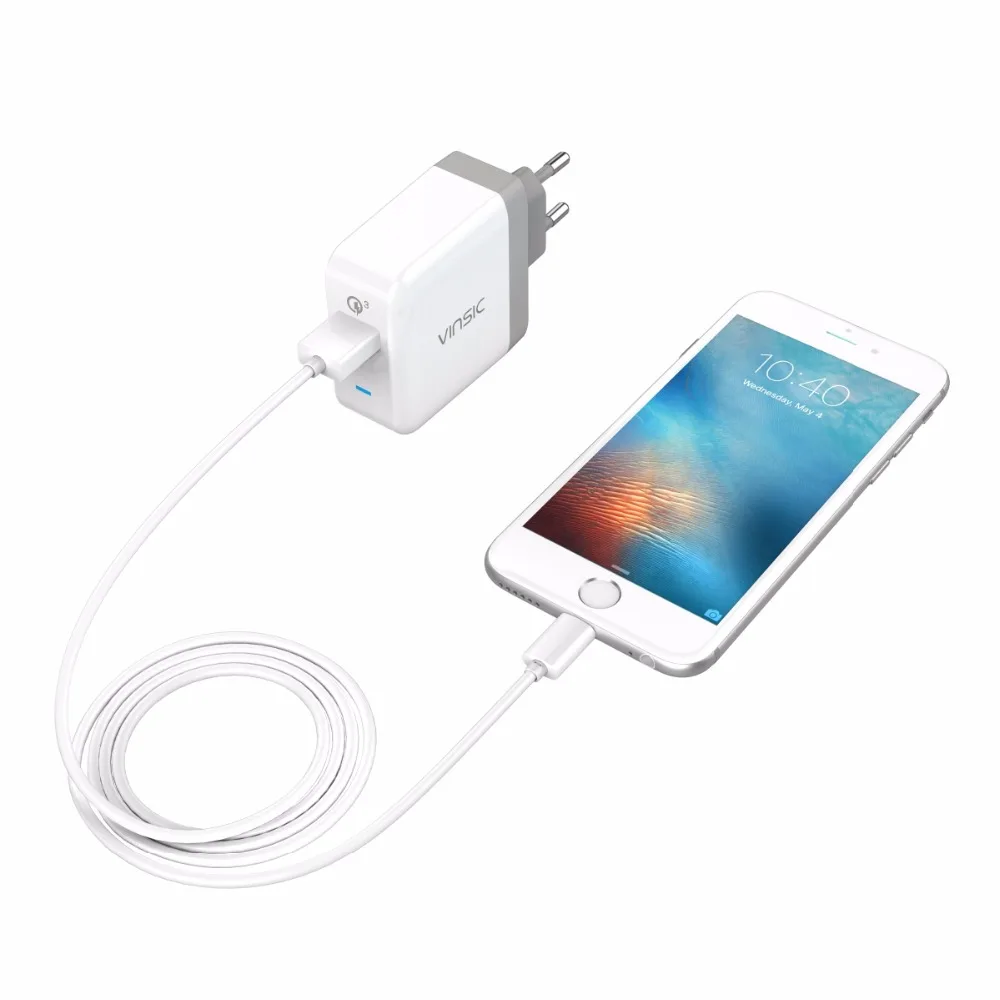 Vinsic Quick ChargeQC3.0 зарядное устройство для телефона настенное мини путешествий