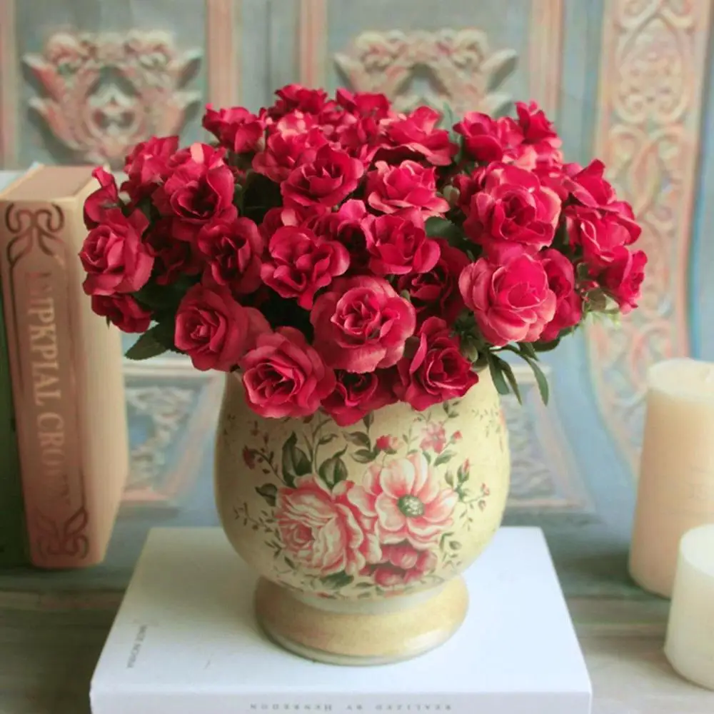 Новинка весенние шелковые цветы с 15 головками искусственные розы свадебное
