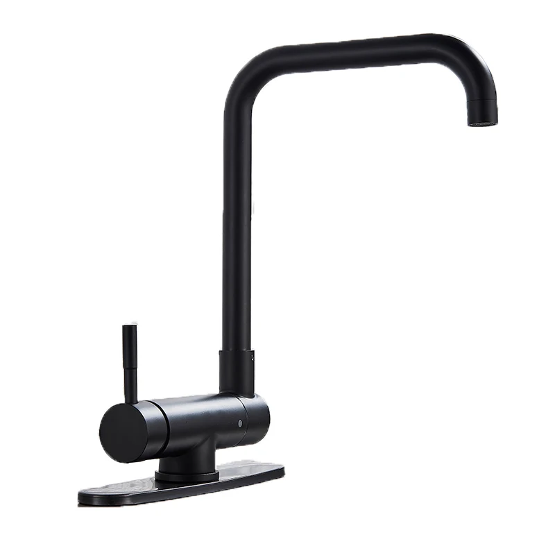 Matte Black Brushed Gold /Black Kitchen Faucet Deck Kitchen Sinks Faucet High Arch 360 Degree Swivel Cold Hot Mixer Water Tap - Цвет: Matte Black