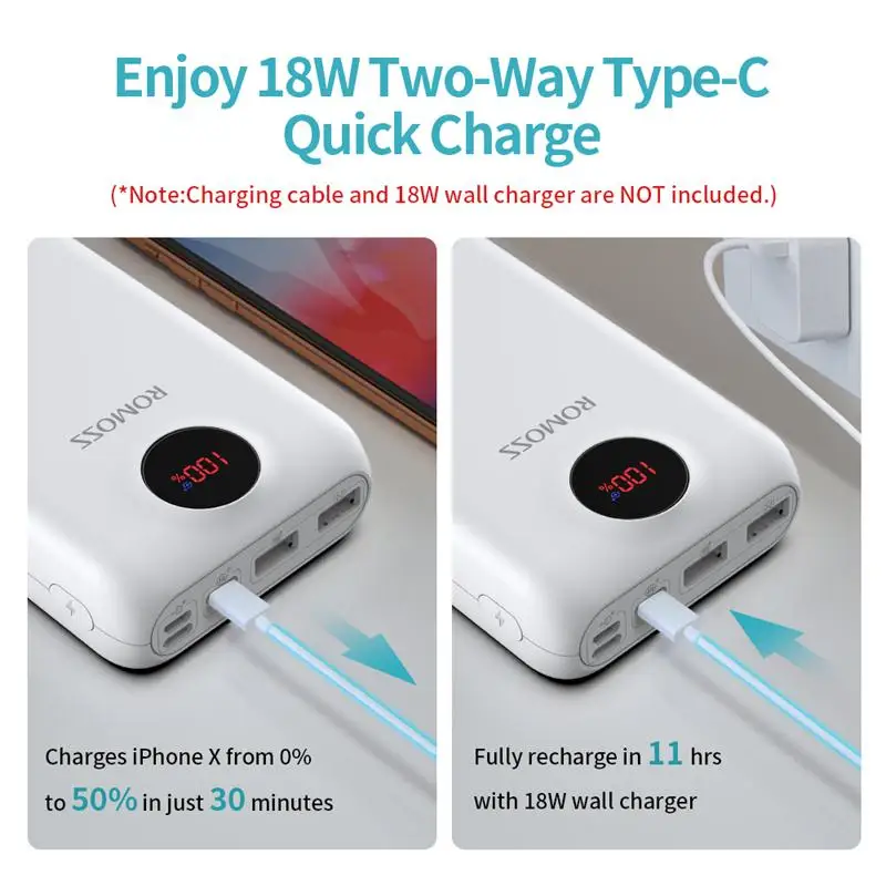 romoss sw30 pro power bank 30000mah pd qc 3 0 quick charge powerbank portable external battery led display for iphone 13 xiaomi free global shipping
