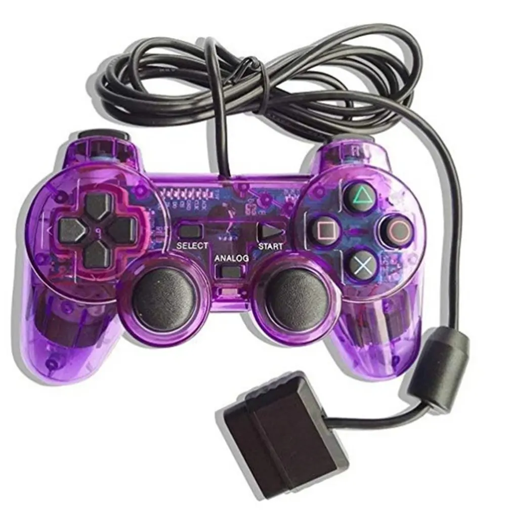 purple Проводной геймпад для sony PS2 контроллер для Mando PS2/PS2 джойстик для plasystation 2 Двойной вибрационный Шок Джойстик проводной контроллер - Цвет: purple
