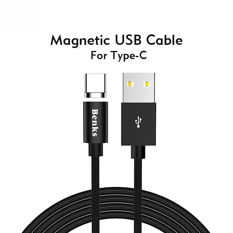 Benks Магнитный кабель для iPhone Xs Max X 8 7 6s 8Pin зарядный Micro usb type C быстрое зарядное