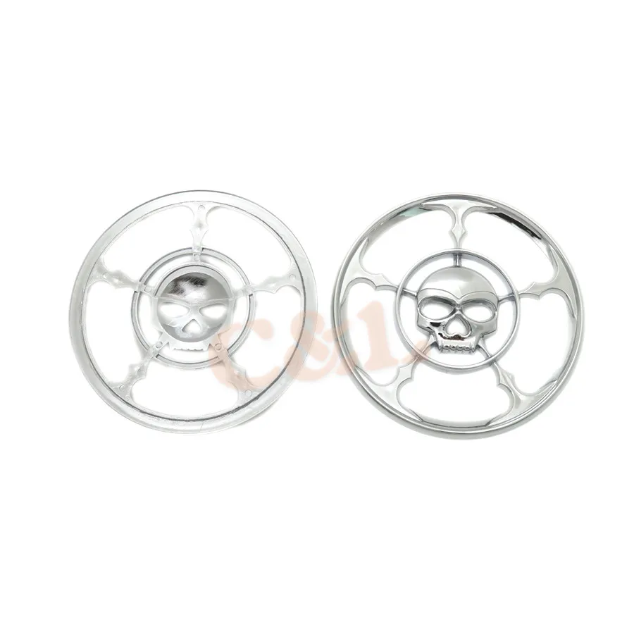 Пара хромированный динамик в форме черепа обшивка Гриль Крышка для Harley Touring Electra