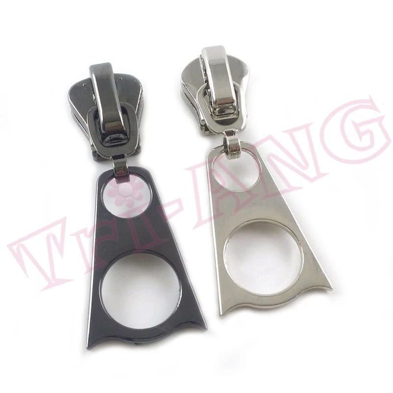 

20 шт./лот, темно-черный, серебристый цвет 5 #8 # двойные круглые отверстия молнии слайдеры для металла нейлон смолы молнии