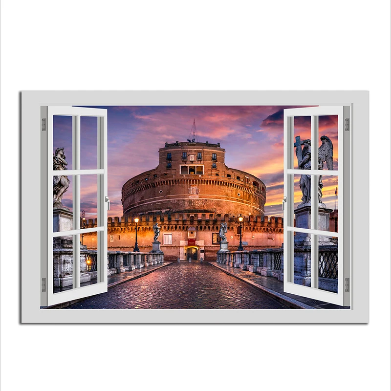 Modern 3D Window Cityscape Wall Art Beautiful City View Decorative Stickers For Kids Bedroom Living Room Decal | Дом и сад