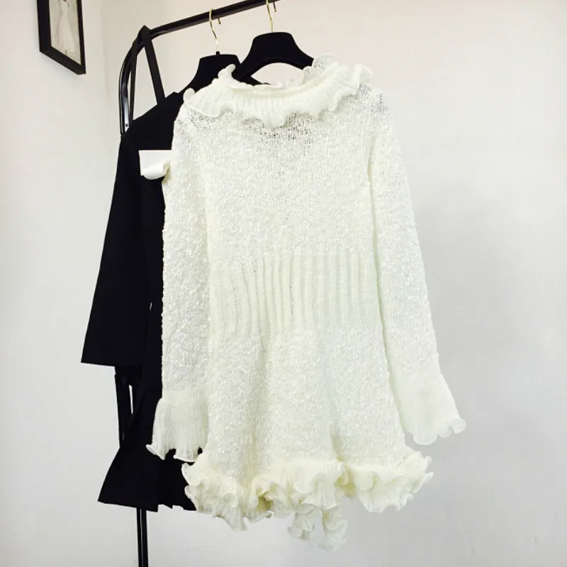 Sweet 3D Flowers ruffled Knitted Cardigan bow bright silk slim knit Hook sweater Pleated Lace Up Jacket Flare Sleeved Coat Tops |