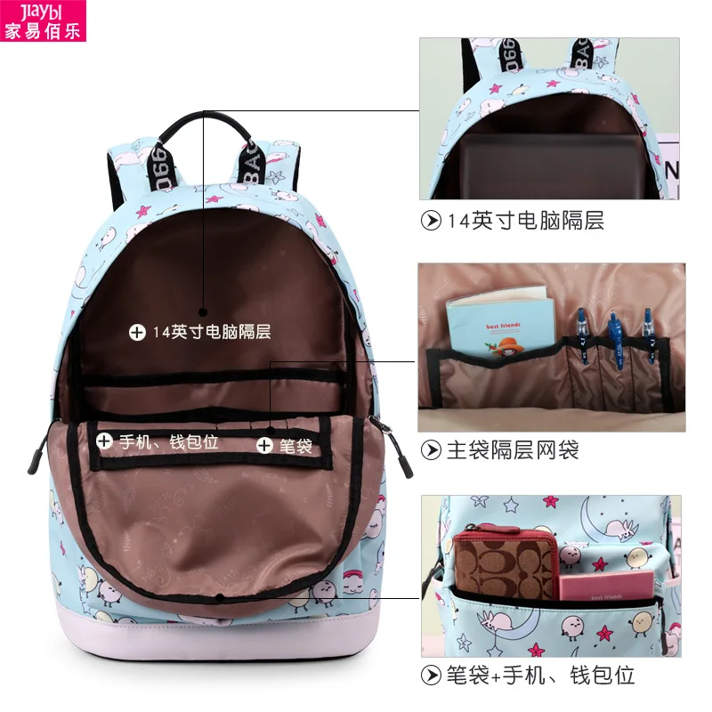 Милый женский водонепроницаемый рюкзак с принтом животных школьный для