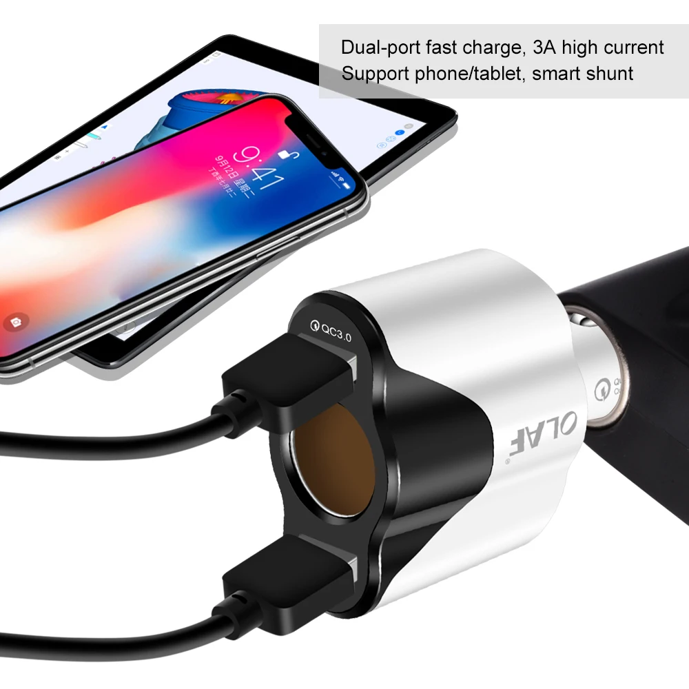 Олаф 2 USB 3 в 1 Автомобильное Зарядное устройство адаптер с прикуривателя