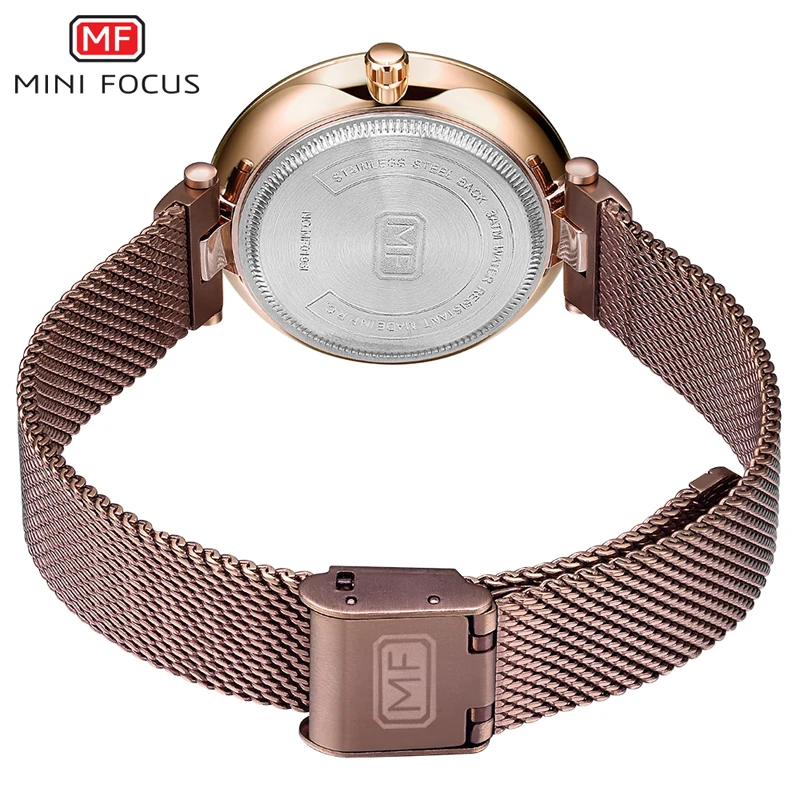 

MINI FOCUS Women's Fashion Luxury Quartz Watches Waterproof Stainless Steel Bracelet Analogue Simple Wristwatch Lady MFW0195