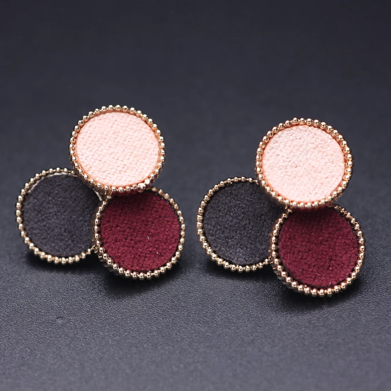 New Colorful Cloth Fabric Gold Color copper Round Stud Earrings for women gift van gogh artistically aware Party Earring Jewelry | Украшения