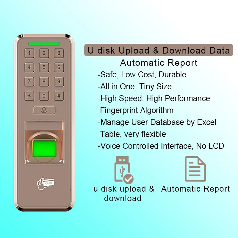 Биометрический замок отпечатков пальцев USB устройство контроля доступа время