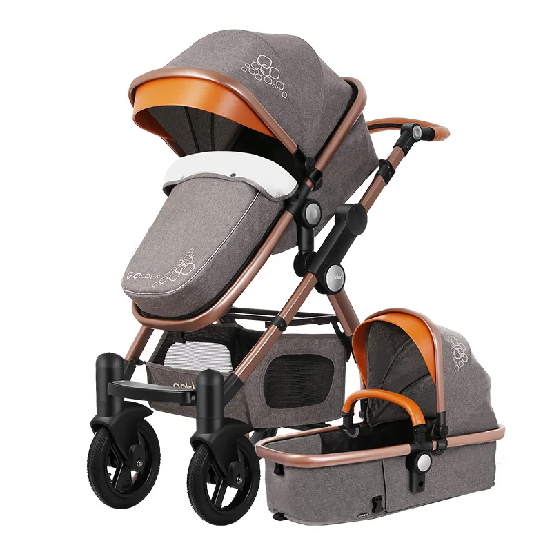 grey 2 in 1 Высокая пейзаж детская коляска золотой ребенок 3 в 1 портативная складная Коляска 2 в 1 Роскошная коляска - Цвет: grey 2 in 1