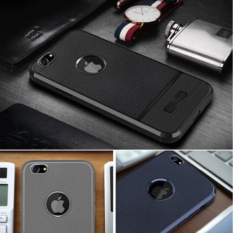 Luxury Back Matte Carbon Fibre Soft Silicone Cases for iPhone 6 Case Full Cover For 6s Plus Leather Texture Shell |