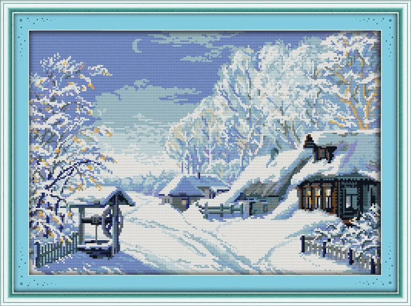 

The middle of winter cross stitch kit landscape18ct 14ct 11ct count printed canvas stitching embroidery DIY handmade needlework