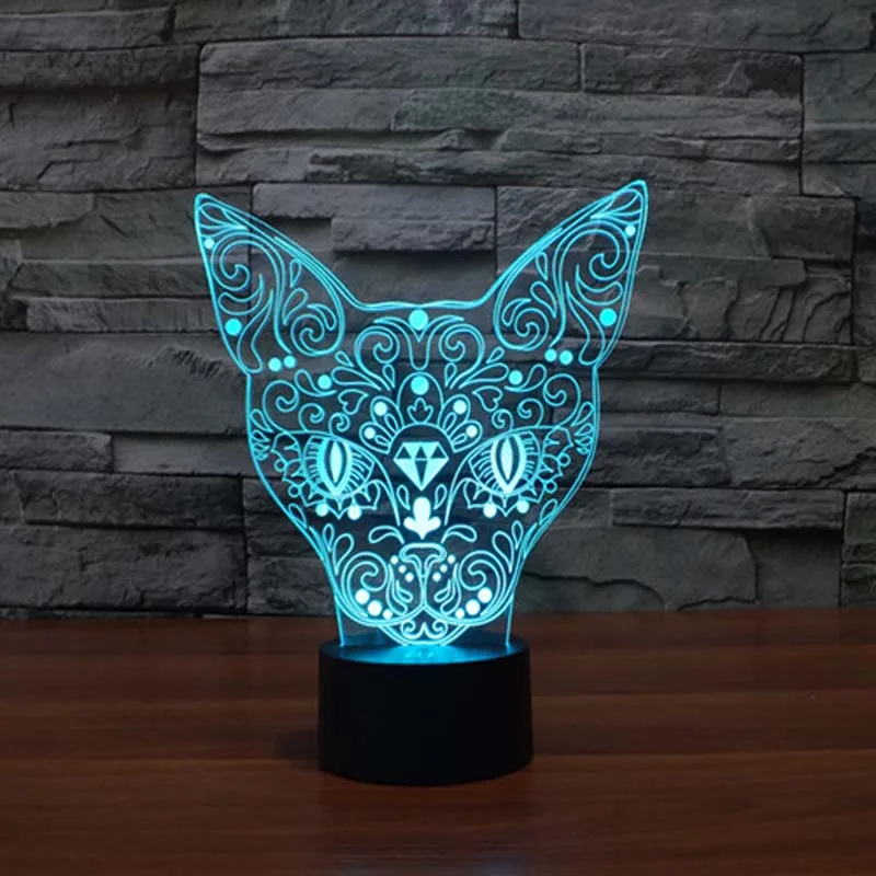 Ночник с 3D рисунком кошки настольная лампа внутренний сенсорный светодиодный