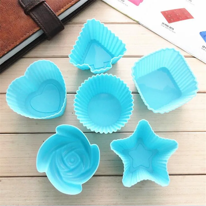 12pcs/lot Silicone Bakeware Maker Mold Tray Baking Muffin Cases Cake Cupcake Liner |