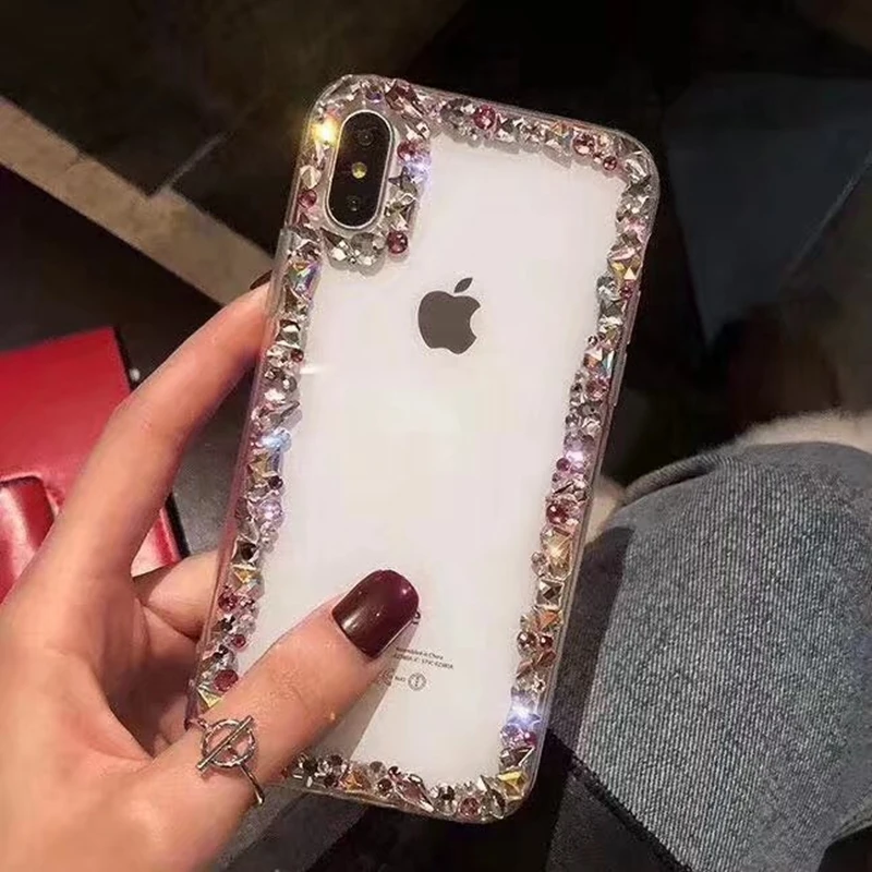 Luxury Glitter Diamond Phone Case for IPhone X 6 6S Plus Back Cover Soft Silican TPU Transparent 7 8 Fundas |