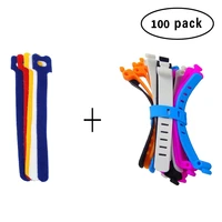 60pcs reusable hook and loop fastening cable ties with microfiber cloth and 40pcs silicone bag ties cable management