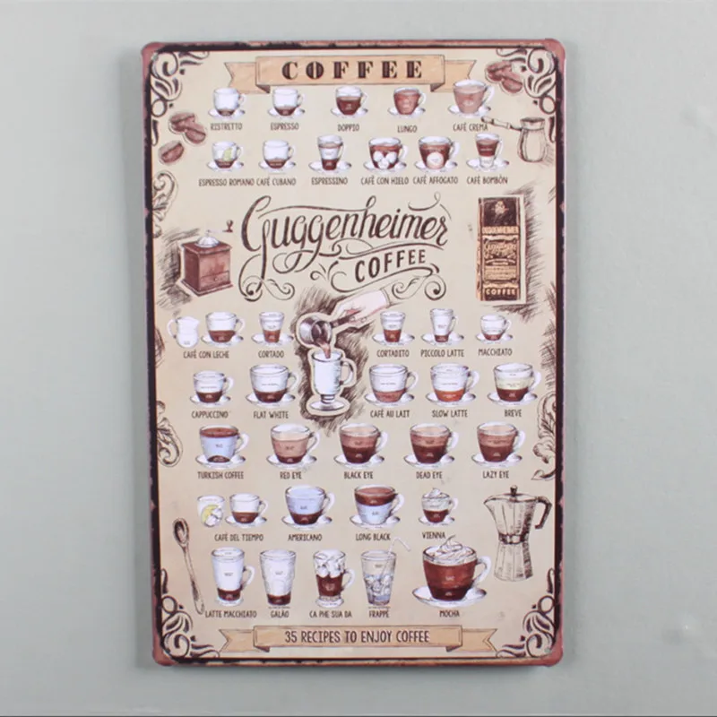 Кофейное меню кафе список значок пиво Wisky World улыбки металлические жестяные знаки