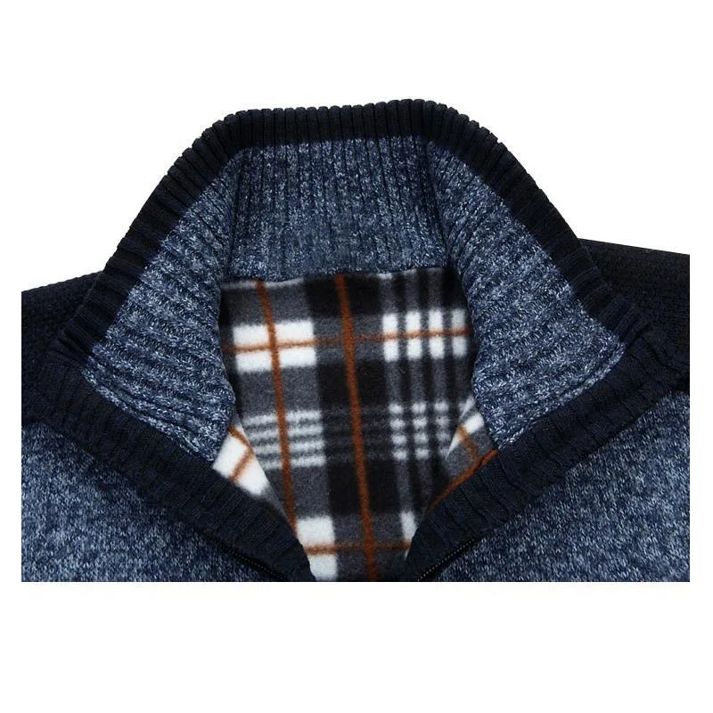 Новый мужской Повседневный Кардиган теплый свитер пальто на молнии Мужская