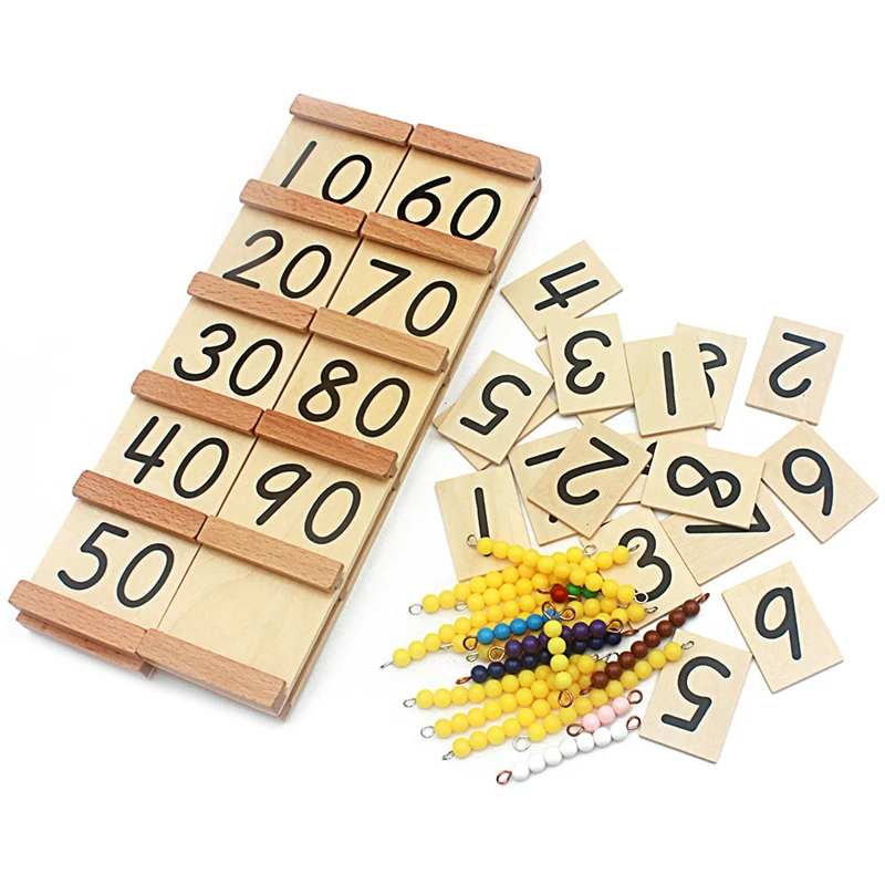 Tablero de madera Montessori para adolescentes y Tens, juguetes de barra con cuentas de Color para ni&ntilde;os, entrenamiento preescolar para la primera infancia, versi&oacute;n sencilla-3