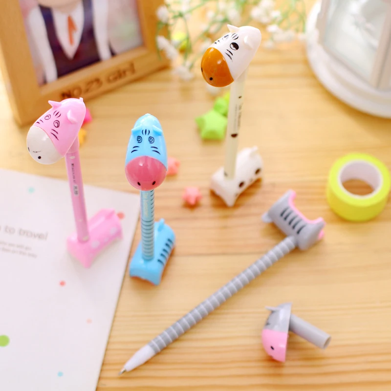 2 шт. мультяшная длинная шея Ослик гиппопотам Шариковая ручка для школы